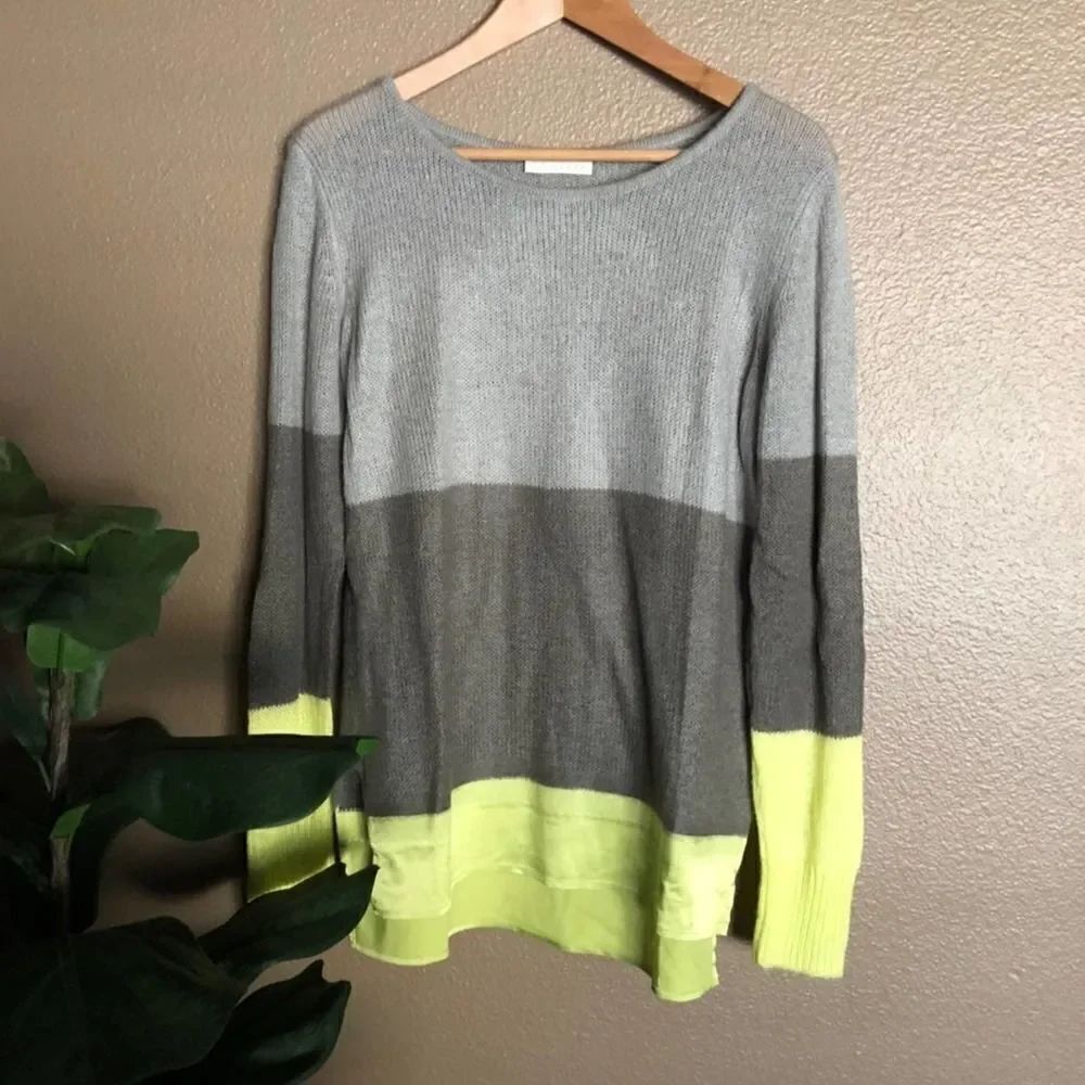 Hinge lime green & grey sweater
